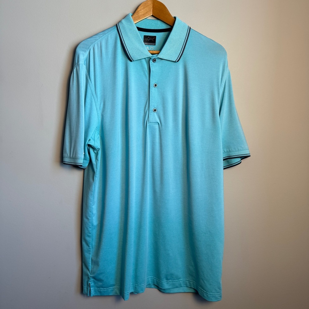 Greg Norman ML75 Stretch Golf Polo Shirt Blue Mens Large PlayDry Loose Preppy